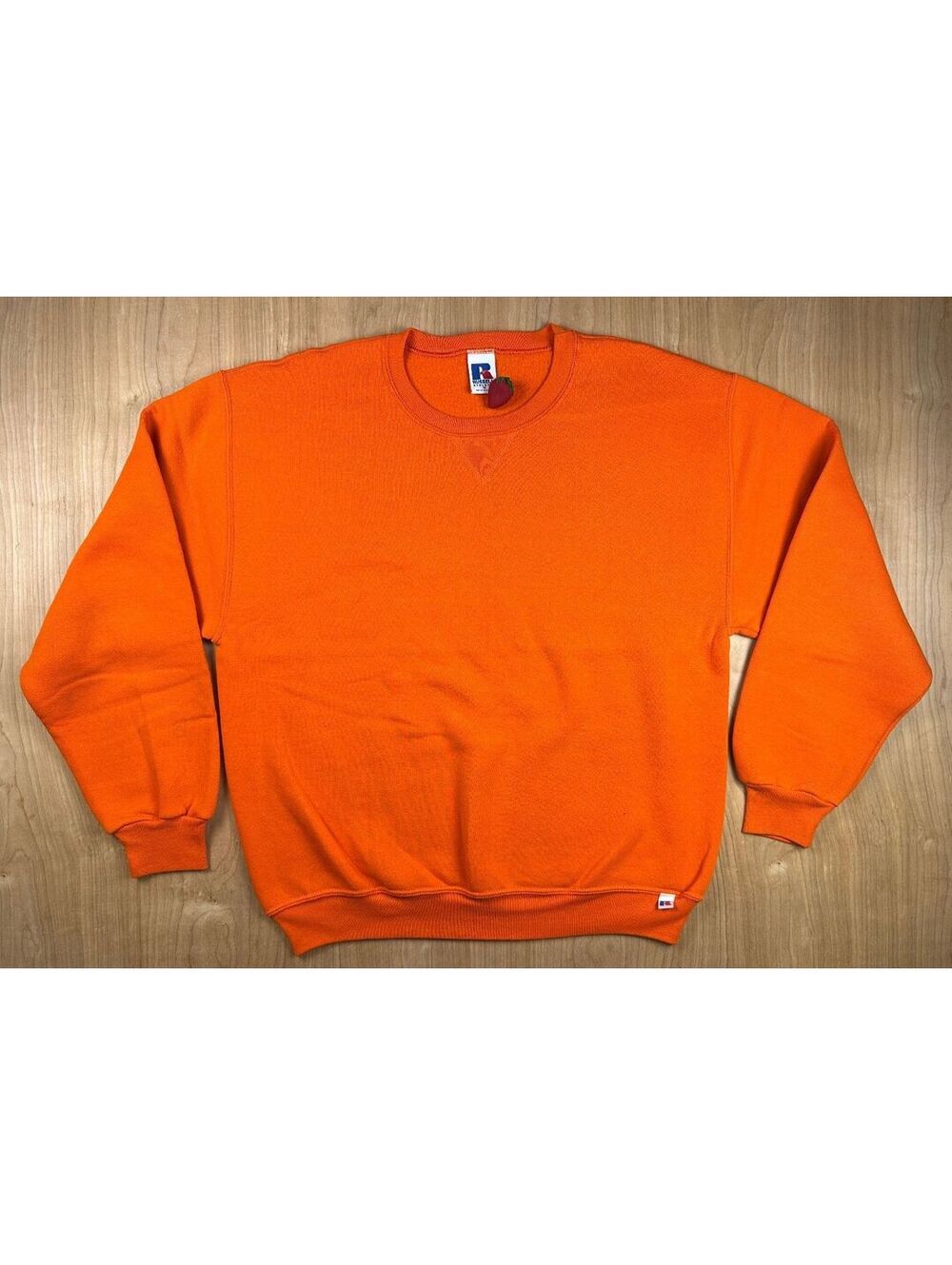 vintage 90s Russell athletic Orange pullover sweatshirt size Medium thick blank